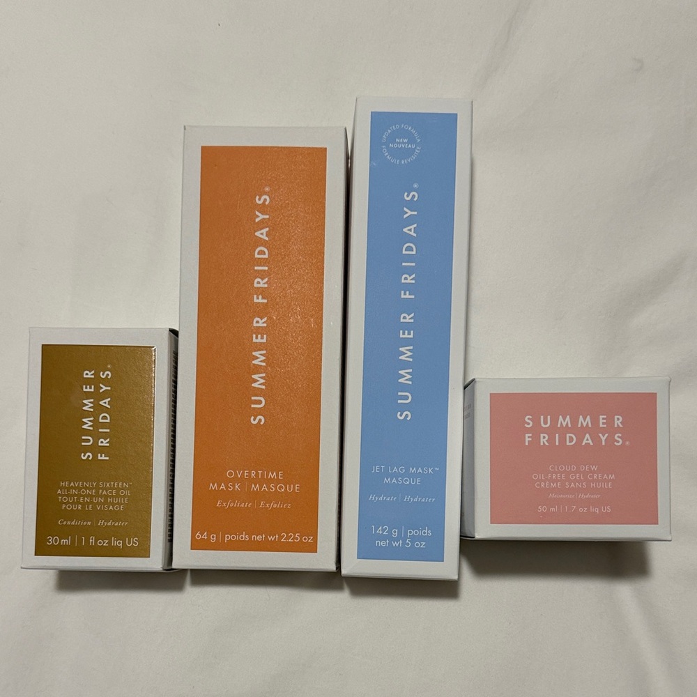 Summer Fridays Set - Jet Lag Masque, Cloud Dew, Overtime Masque, Heavenly Oil